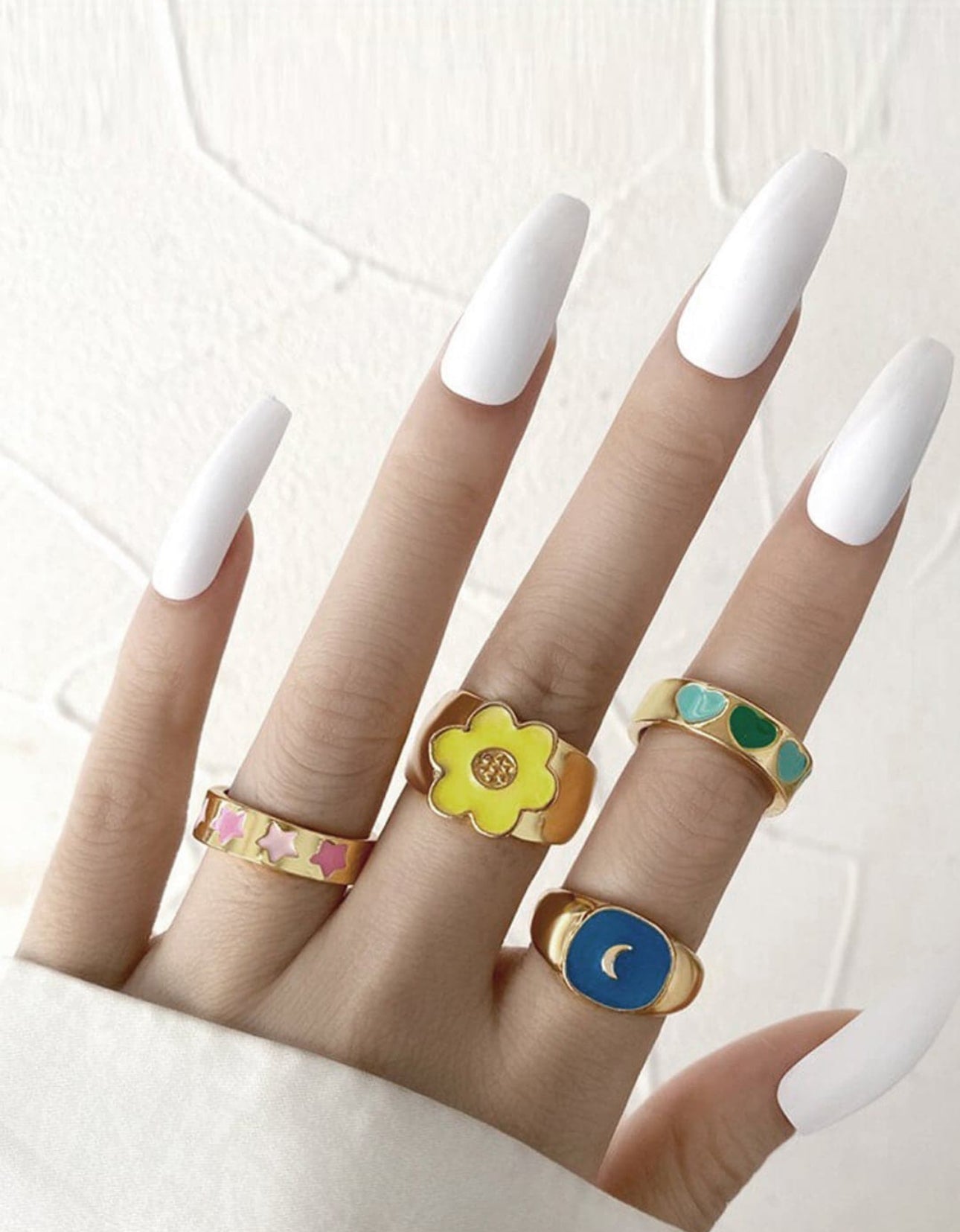 Colorful Gold plated Ring Set (Set of4)