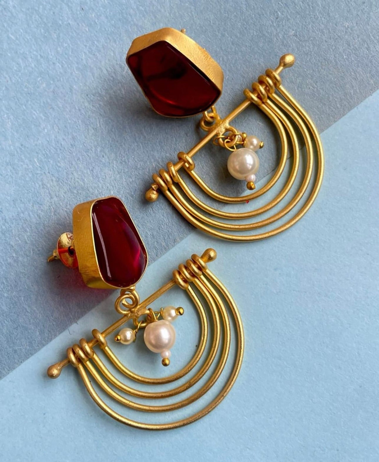 Handmade Emama Dangle Earrings 18kt gold plating