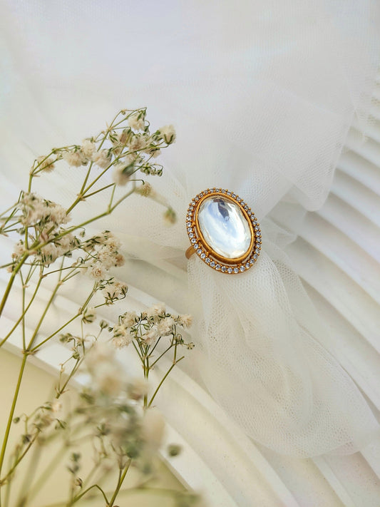 Handmade Gia Zirconia and Gemstone Ring 18kt gold plating