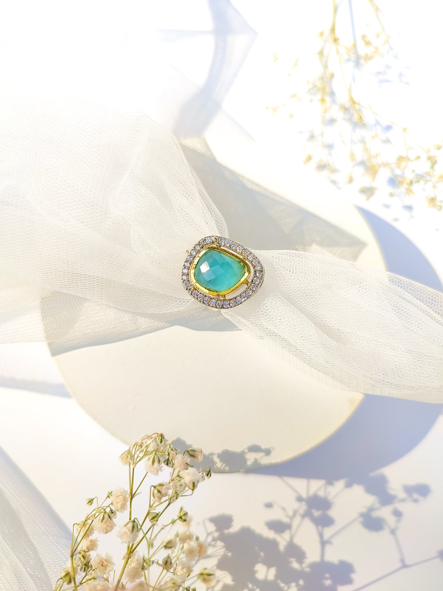 Handmade Selene Festive Zircon Gemstone Ring 18kt gold plating